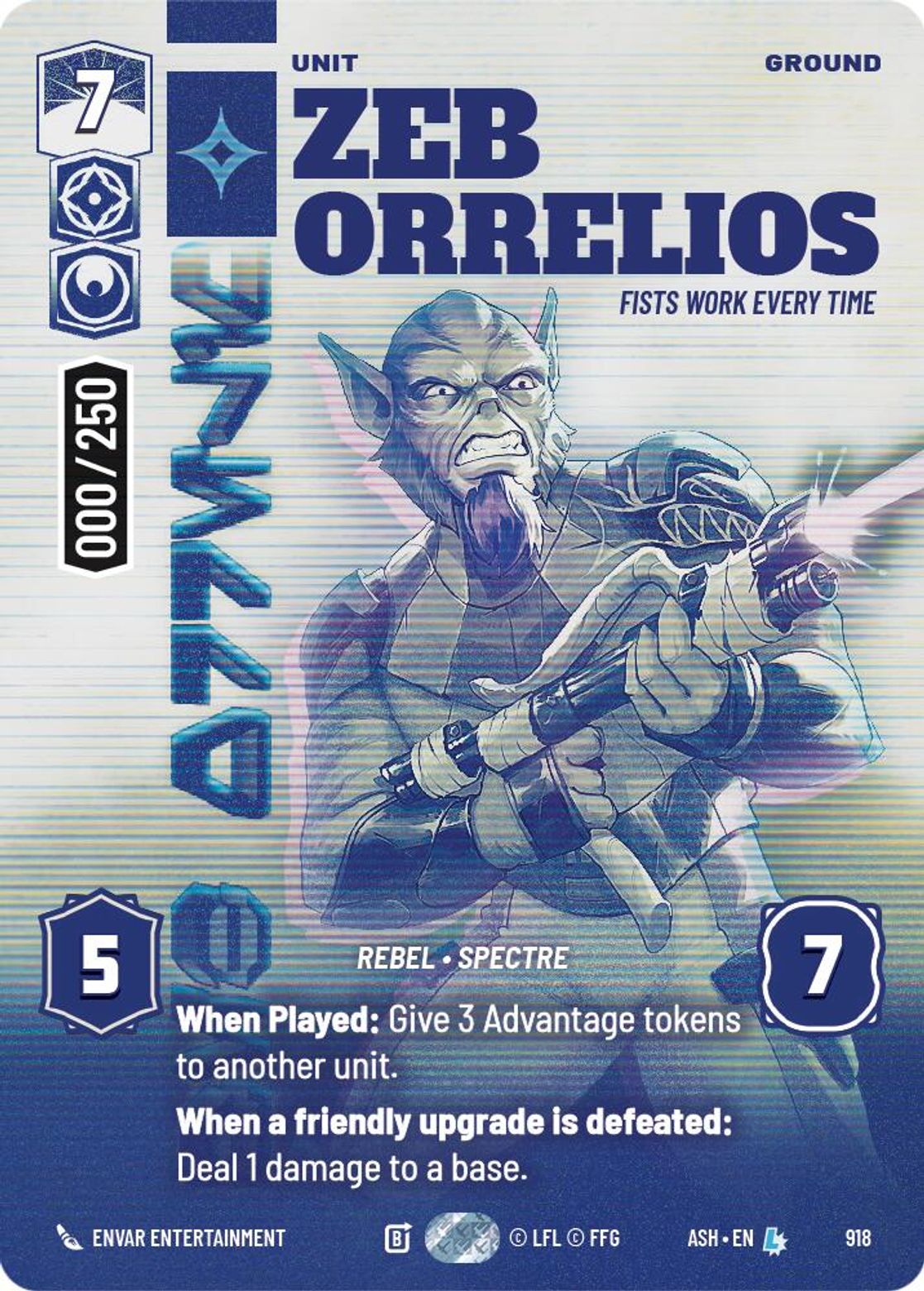 Zeb Orrelios — Fists Work Every Time #918/264 from Ashes of the Empire