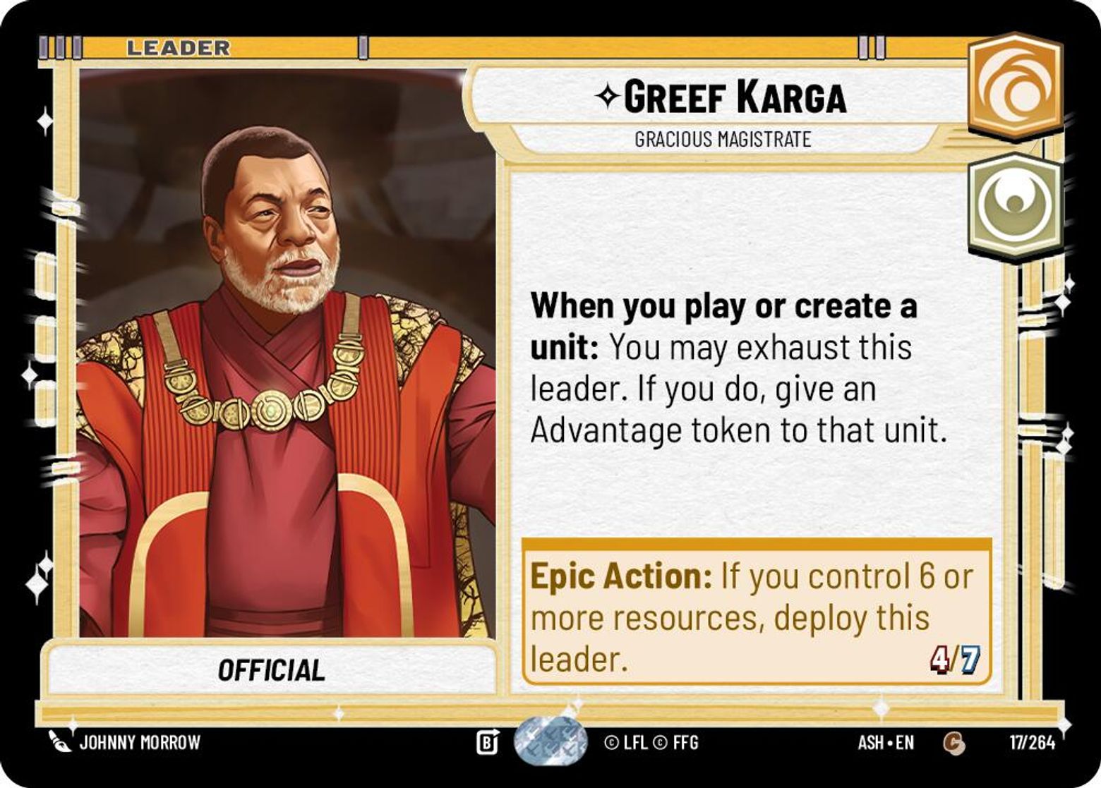 Greef Karga — Gracious Magistrate #017/264 from Ashes of the Empire