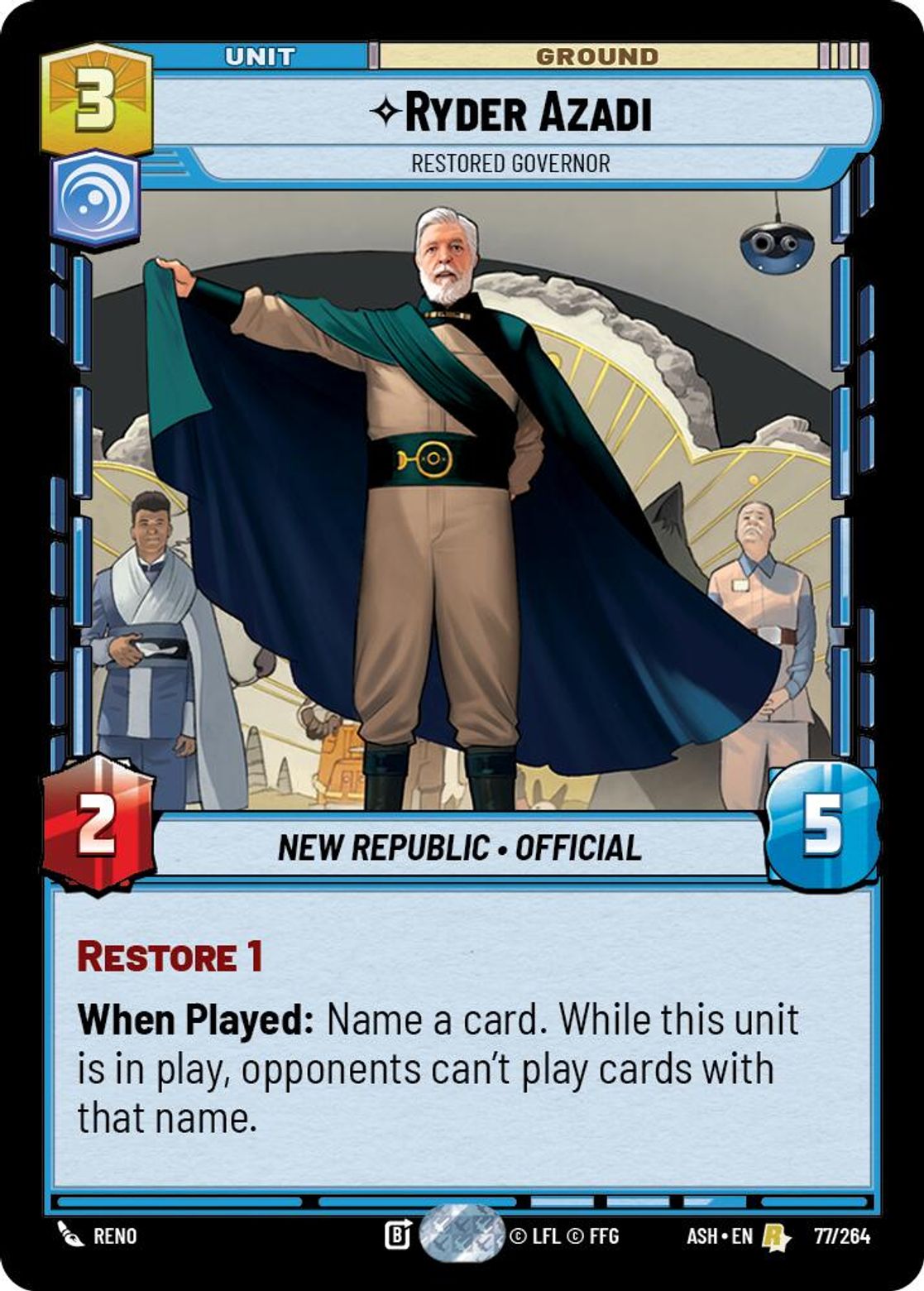 Ryder Azadi — Restored Governor #077/264 from Ashes of the Empire