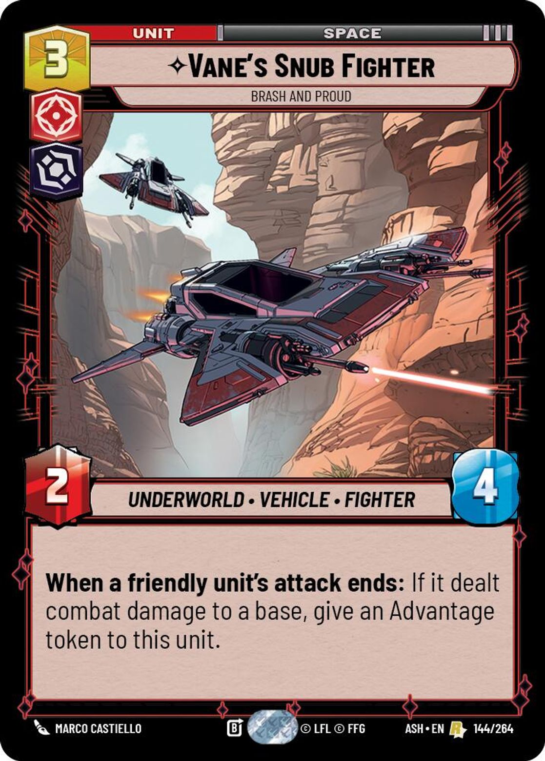 Vane's Snub Fighter — Brash and Proud #144/264 from Ashes of the Empire