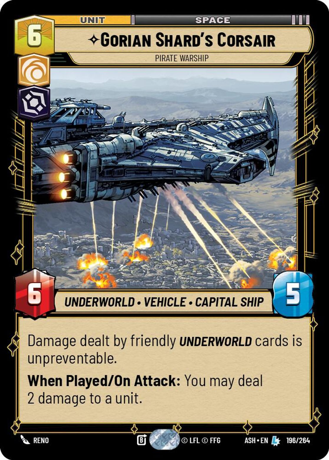 Gorian Shard's Corsair — Pirate Warship #196/264 from Ashes of the Empire