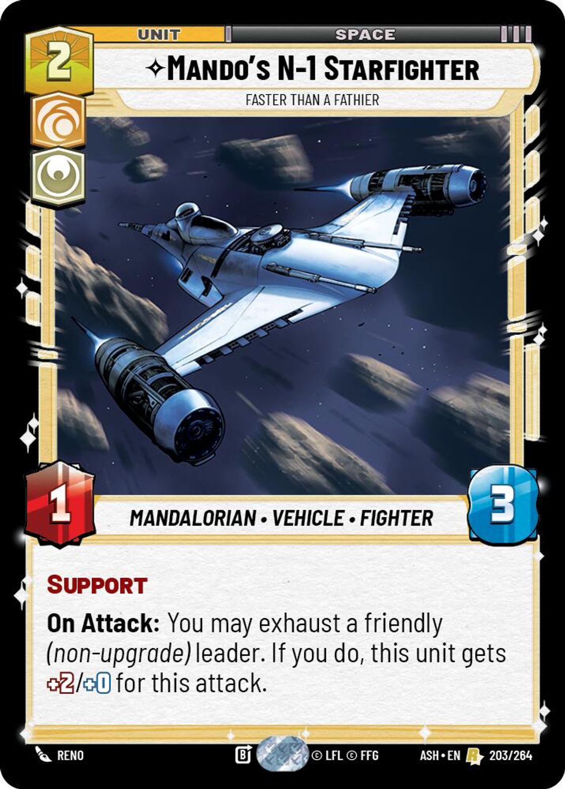 Mando's N-1 Starfighter — Faster than a Fathier #203/264 from Ashes of the Empire