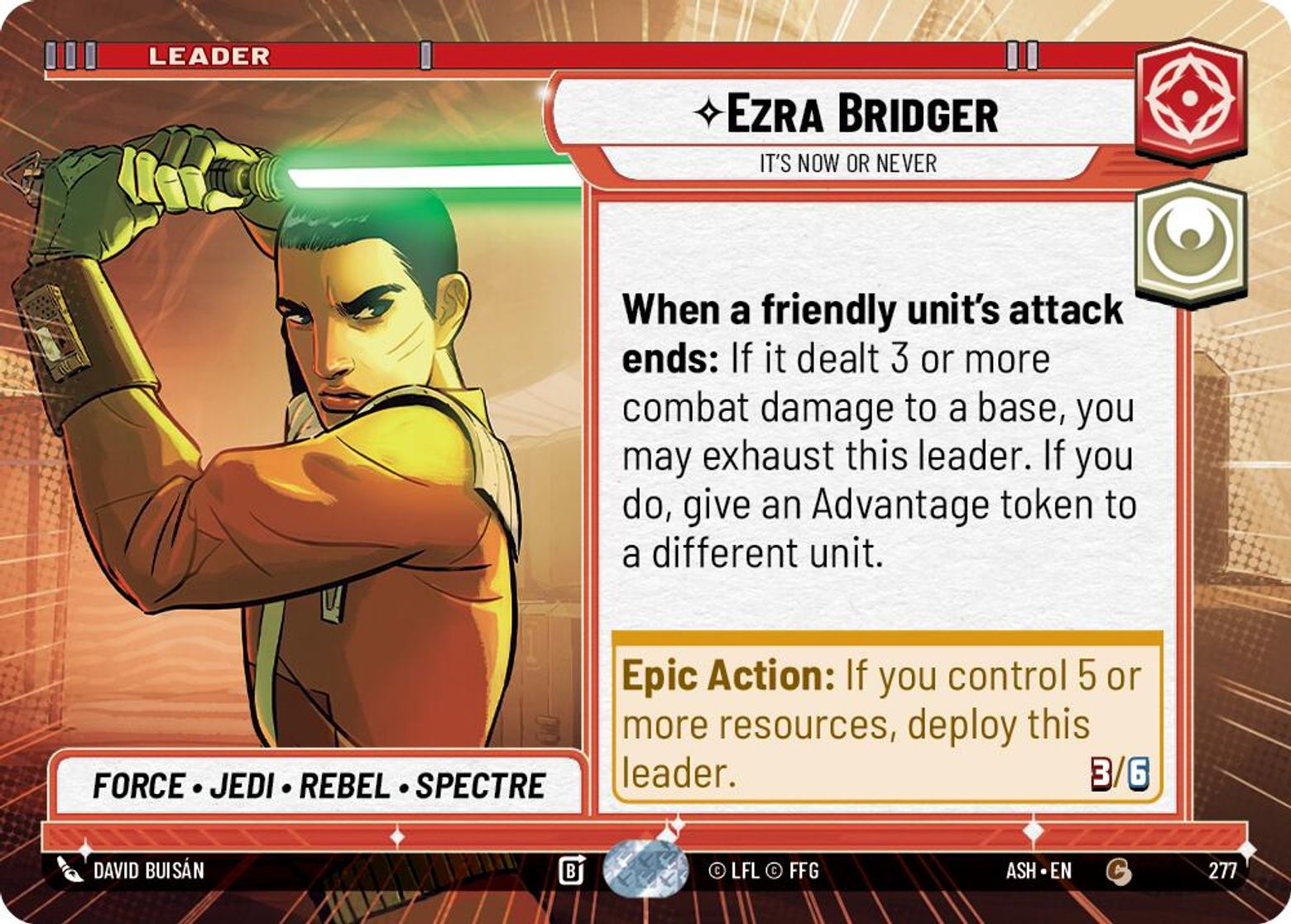 Ezra Bridger — It's Now or Never #277/264 from Ashes of the Empire
