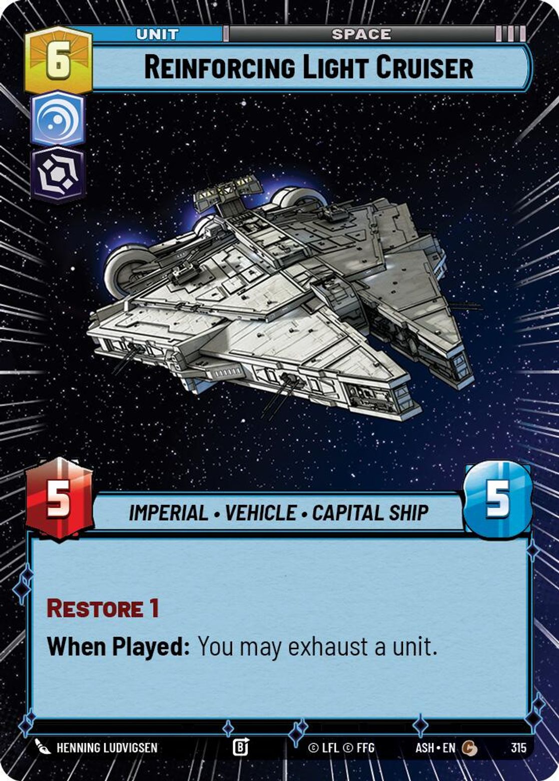 Reinforcing Light Cruiser #315/264 from Ashes of the Empire