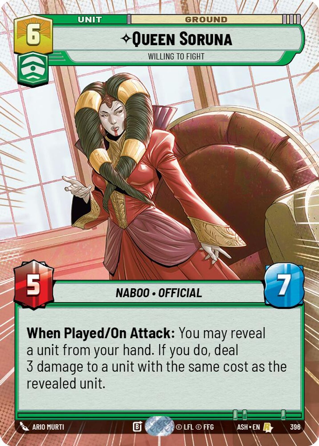 Queen Soruna — Willing to Fight #396/264 from Ashes of the Empire