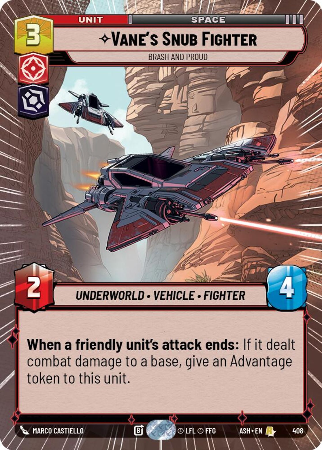 Vane's Snub Fighter — Brash and Proud #408/264 from Ashes of the Empire
