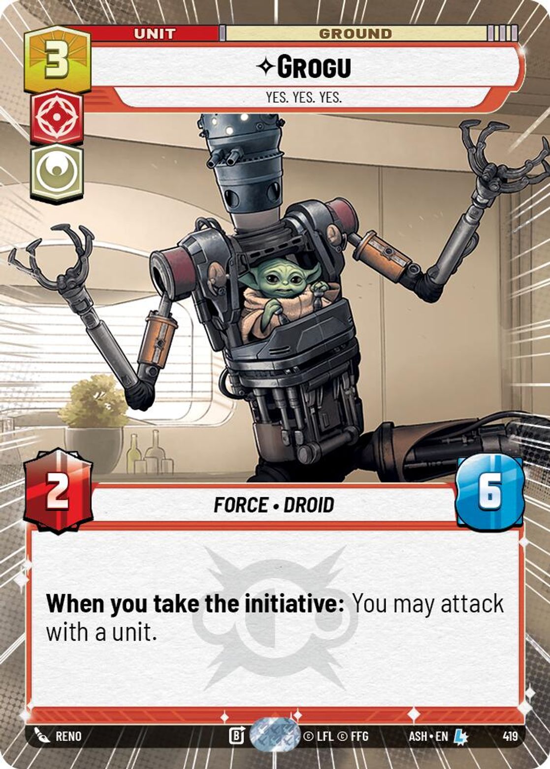 Grogu — Yes. Yes. Yes. #419/264 from Ashes of the Empire