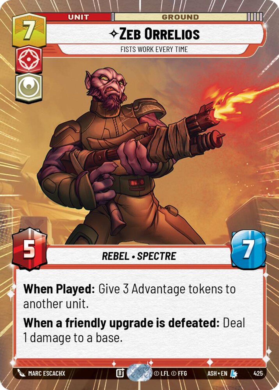 Zeb Orrelios — Fists Work Every Time #425/264 from Ashes of the Empire