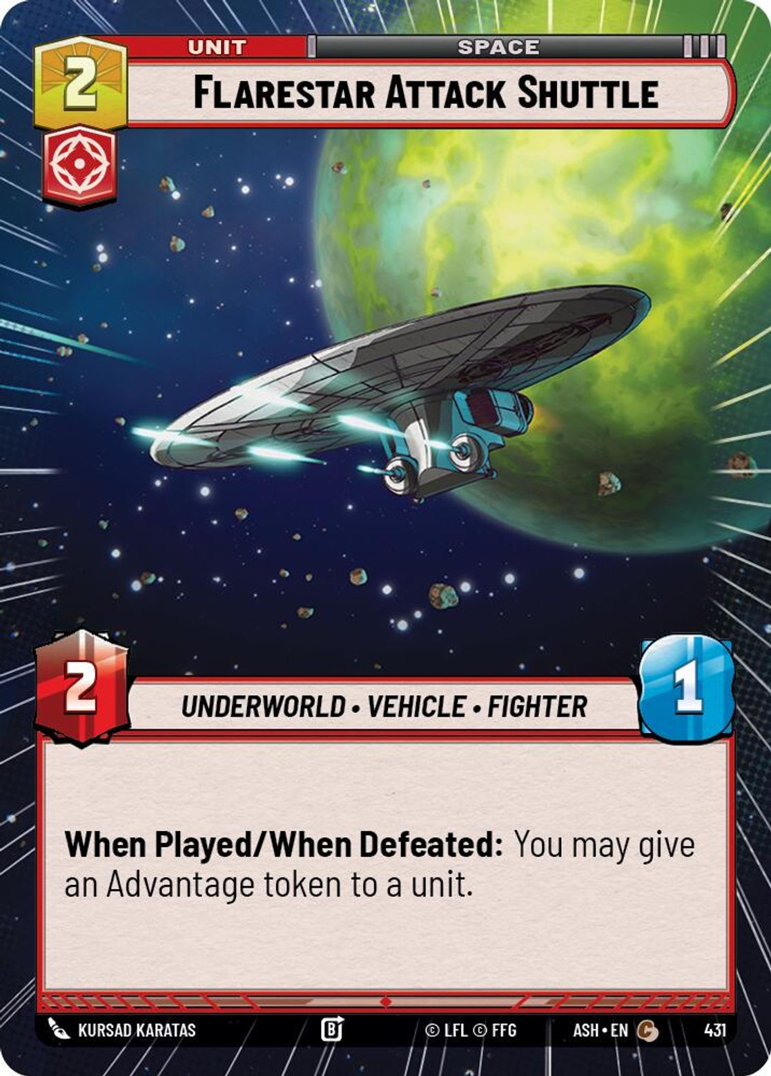 Flarestar Attack Shuttle #431/264 from Ashes of the Empire