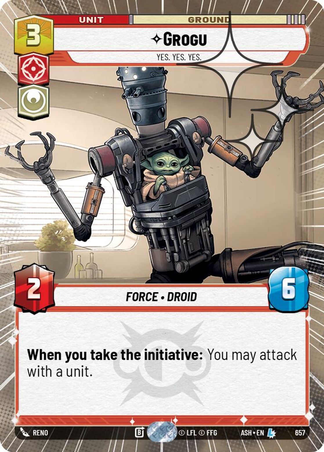 Grogu — Yes. Yes. Yes. #657/264 from Ashes of the Empire