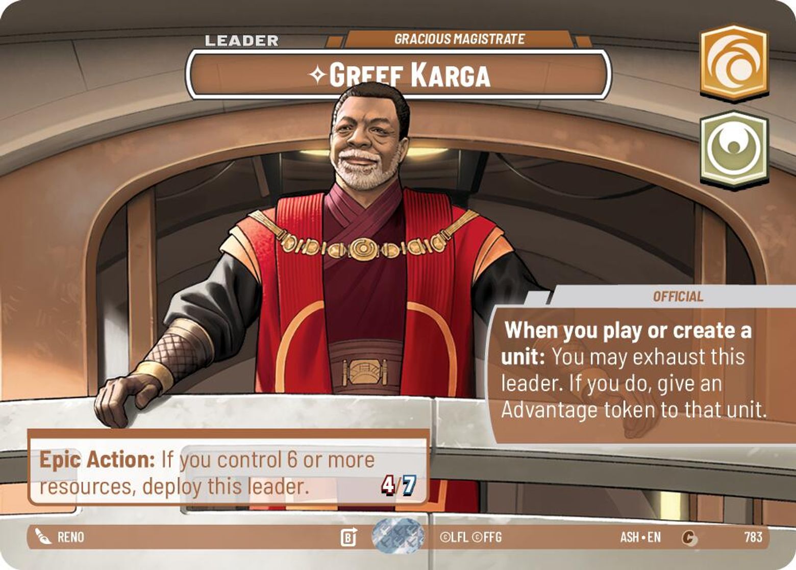 Greef Karga — Gracious Magistrate #783/264 from Ashes of the Empire