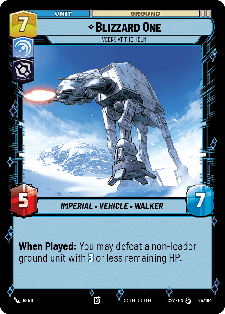 Blizzard One — Veers at the Helm #025/194 from Icons 2027