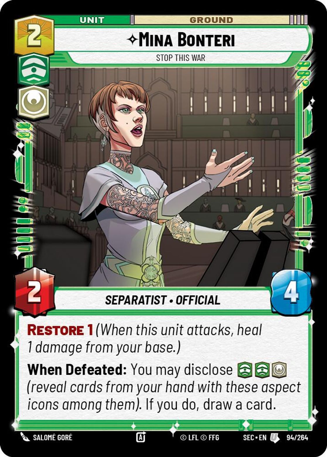 Mina Bonteri — Stop This War #094/264 from Secrets of Power