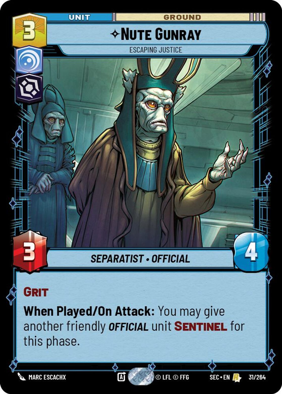 Nute Gunray — Escaping Justice #031/264 from Secrets of Power