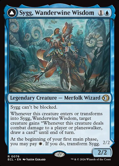 Sygg, Wanderwine Wisdom // Sygg, Wanderbrine Shield #76 from Lorwyn Eclipsed