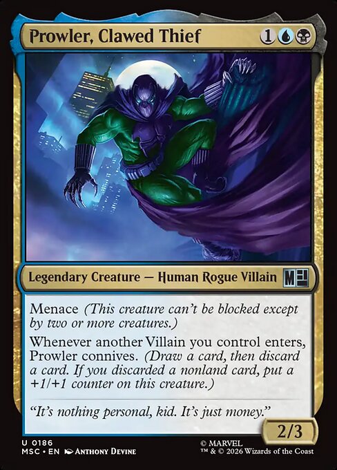 Prowler, Clawed Thief #186 from Marvel Super Heroes Commander