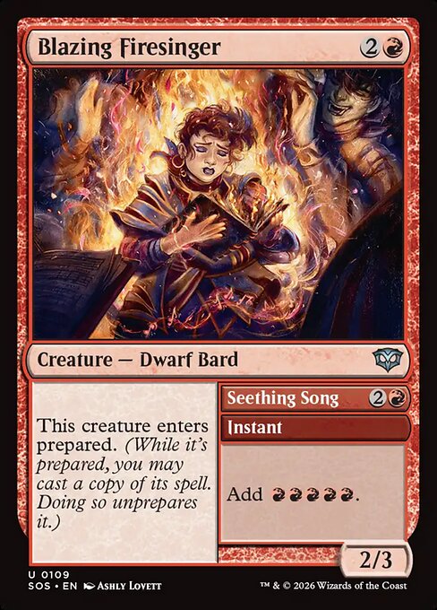 Blazing Firesinger // Seething Song #109 from Secrets of Strixhaven